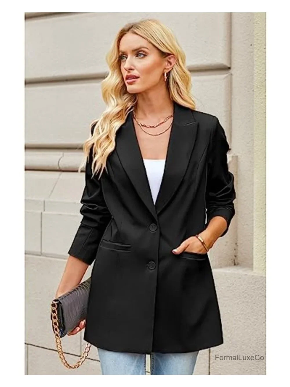 Women's Blazer Business Casual Long Sleeve Work Office Lapel Pockets